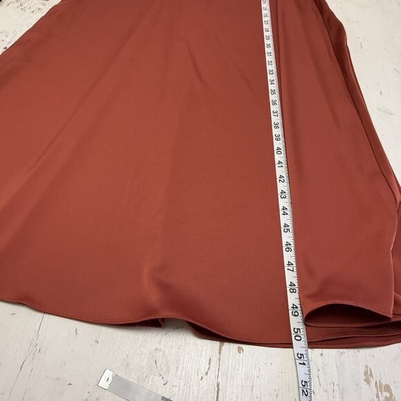 Azazie Dress New Bridesmaid Prom Wedding Party Rust Burnt Orange Spaghetti Strap - Picture 9 of 14